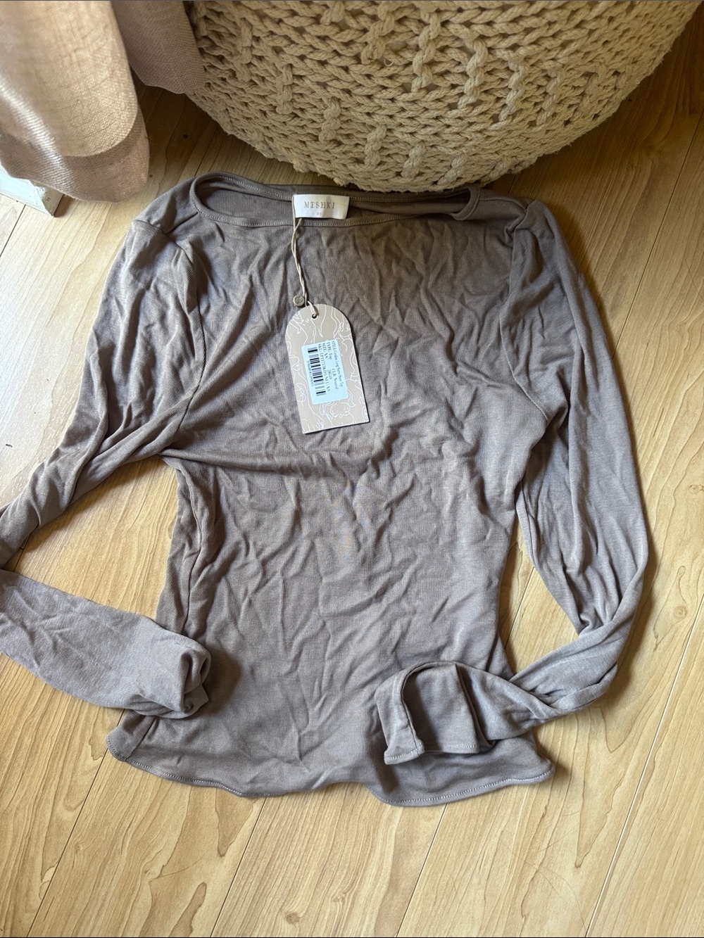 Meshki Coraline Long Sleeve Sheer Top - Neutral